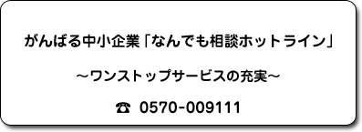 がんばる中小企業「なんでも相談ホットライン」ワンストップサービスの充実 TEL:0570-009111